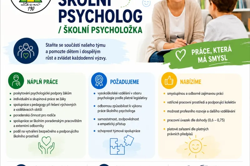 Školní psycholog - nabídka pracovní pozice